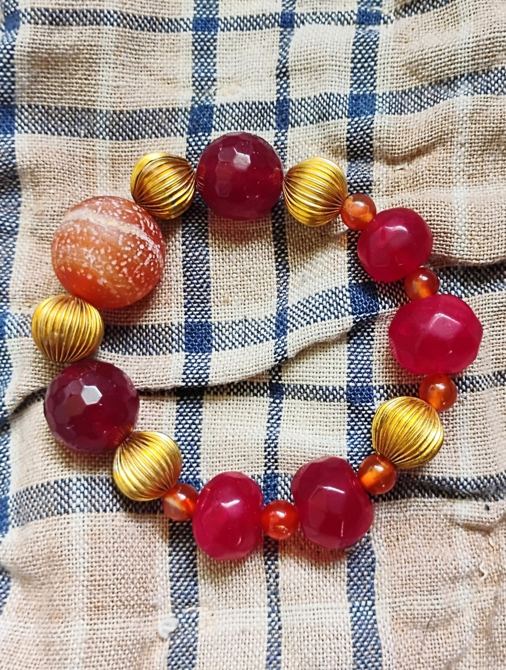 Chunky Carnelian And Ruby Bracelet